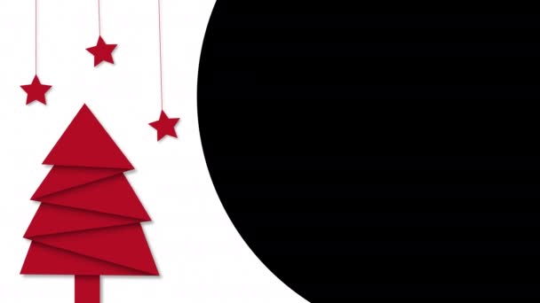 Дизайн Руху Анімація Різдвяної Ялинки Зірками Білому Чорному Тлі — стокове відео