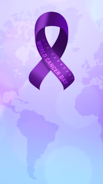 Dia Mundial Câncer Conscientização Branco Bandeira Vertical — Vídeo de Stock