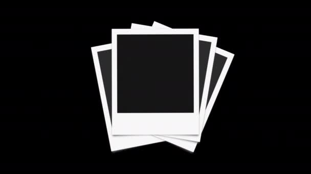 Animación Cuadros Polaroid Blanco Vacía Animación Instantánea Los Marcos Foto — Vídeo de stock