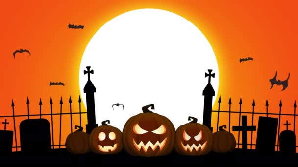 Halloween Ciclo Cinematografico Video Animazione Sfondo — Video Stock
