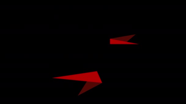 Animierte Rote Papierflieger Auf Schwarzem Hintergrund — Stockvideo