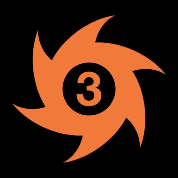 ブラックバックのナンバー3のオレンジ抽象サークル — ストック動画