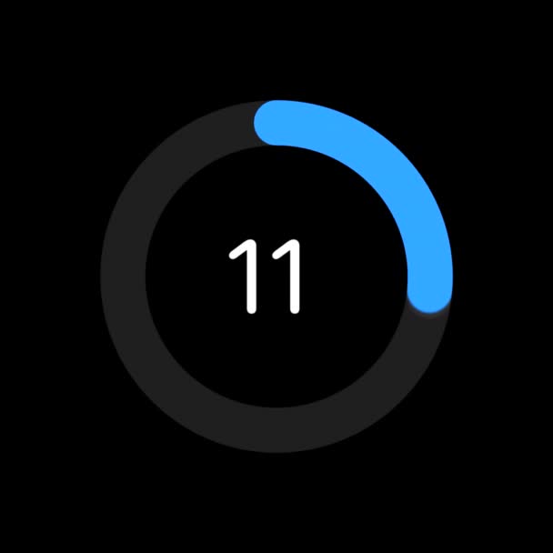 Animation Circle Number Countdown Black Background — Stock Video