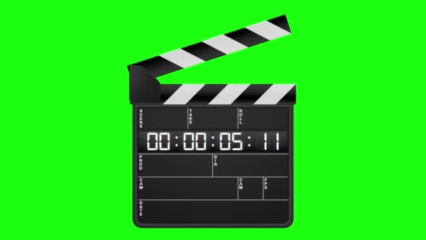 Clapperboard Isolato Sfondo Verde — Video Stock