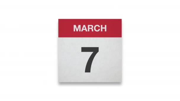 Ημερολόγιο Μαρτίου Λευκό Φόντο — Αρχείο Βίντεο