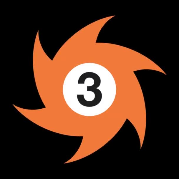 Оранжевый Абстрактный Круг Числом Три Черном Фоне — стоковое видео