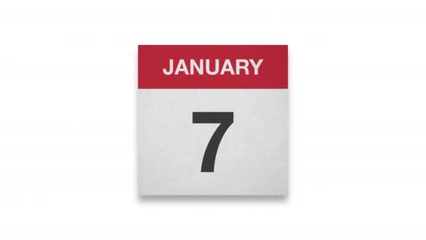 Januari Papper Kalender Vit Bakgrund — Stockvideo