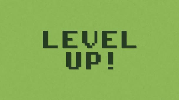 Glitch Vídeo Game Screen Animation Pixel Text Level — Vídeo de Stock