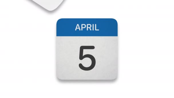 April Maand Papieren Kalender Witte Achtergrond — Stockvideo