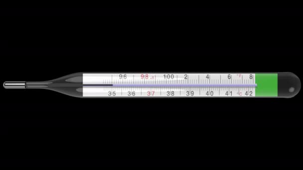 Animatie Van Digitale Thermometer Geïsoleerd Zwarte Achtergrond — Stockvideo