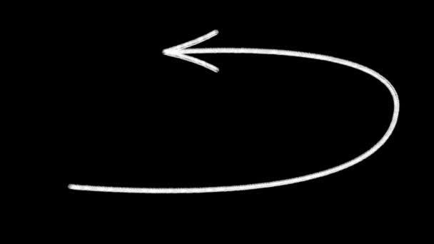 Анімація Крейдяної Намальованої Стрілки Ізольовано Чорному — стокове відео