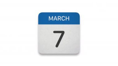 Beyaz arkaplanda Mart ayı kağıt takvimi