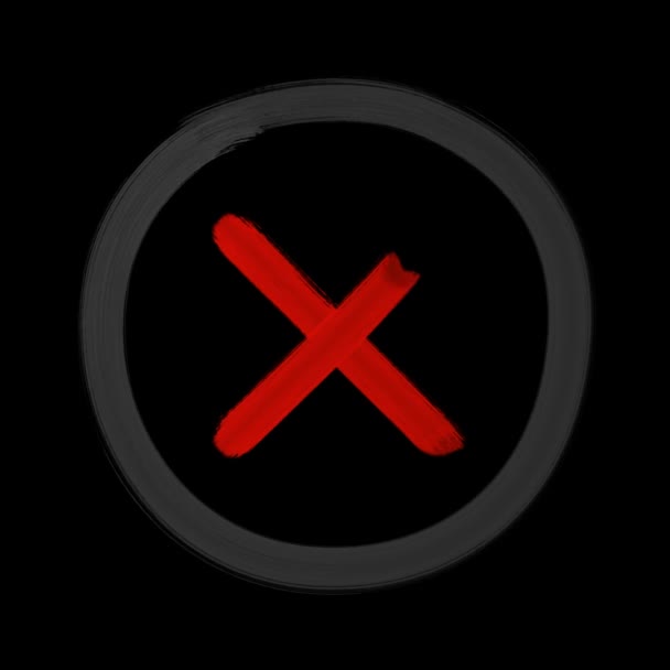 Cross Cancel Button Black Background — Stock Video