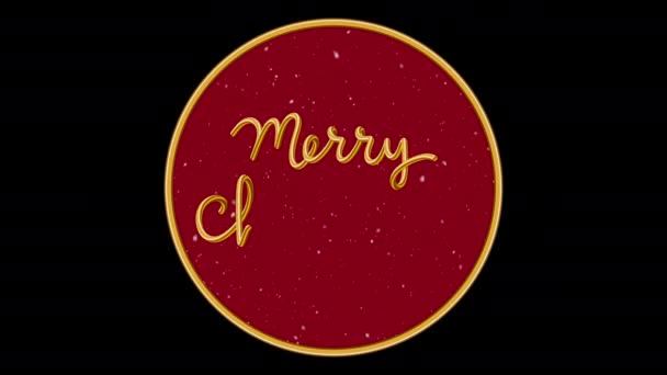 Счастливого Рождественского Сообщения Золотые Буквы Фоне Красного Круга Векторная Иллюстрация — стоковое видео