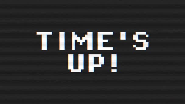 Glitch Video Game Screen Animation Pixel Text Time — Stock Video