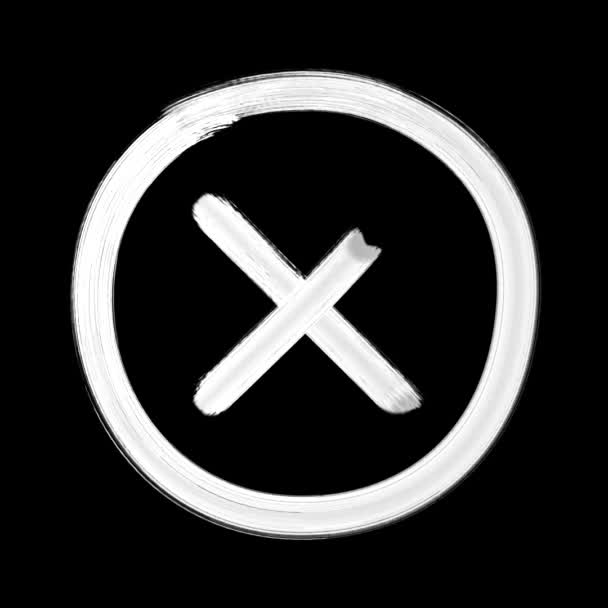 Cross Cancel Button Black Background — Stock Video