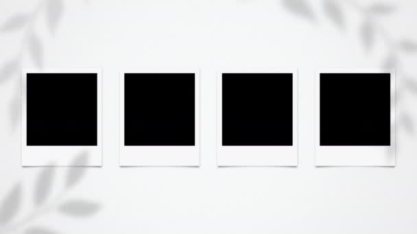 Animación Cuadros Polaroid Blanco Vacía Animación Instantánea Los Marcos Foto — Vídeos de Stock