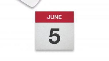 Beyaz arkaplanda Haziran ayı kağıt takvimi