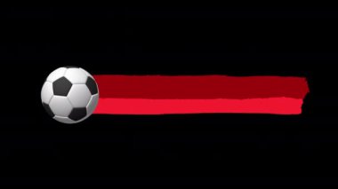 Siyah, futbol topu, futbol konsepti üzerine izole edilmiş metin başlığı için boş bir yerin hareket tasarımı animasyonu