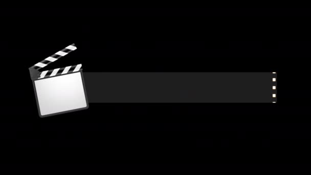 Κίνηση Σχεδιασμό Κινουμένων Σχεδίων Του Κινηματογράφου Clapper Και Κενό Χώρο — Αρχείο Βίντεο