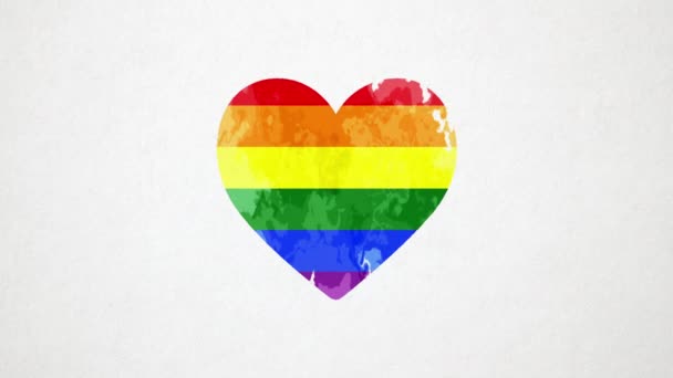 Λοατ Υπερηφάνεια Gay Καρδιά Υπερηφάνεια Λευκό Φόντο — Αρχείο Βίντεο