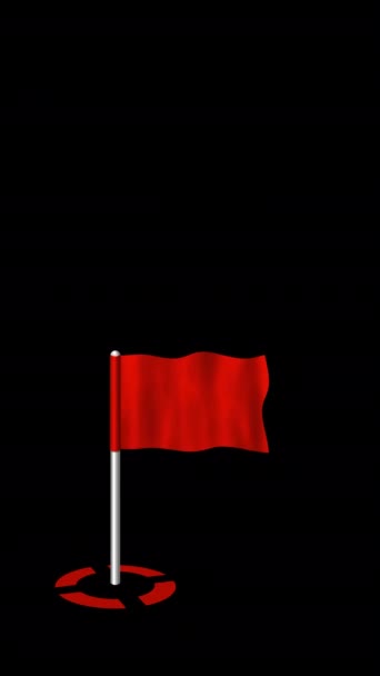 Mapa Pointer Bandera Roja Sobre Fondo Negro — Vídeos de Stock