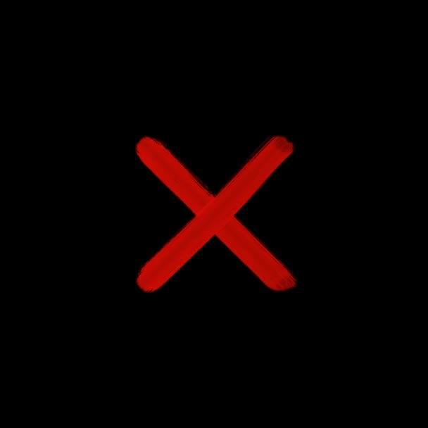 黒い背景に赤い色のクロスキャンセルボタン — ストック動画