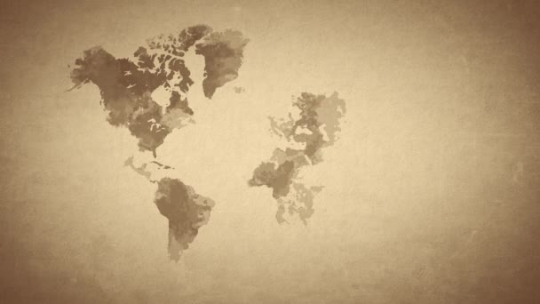 Карта Світу Тло Акварелі — стокове відео
