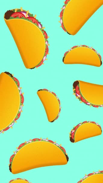 Taco Animado Fondo Animación Patrones Tacos Mexicanos — Vídeos de Stock