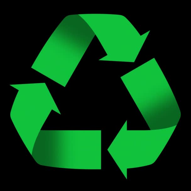 Recycle Animatie Stijl Plat Symbool Groene Kleur Afgeronde Pictogram Zwarte — Stockvideo
