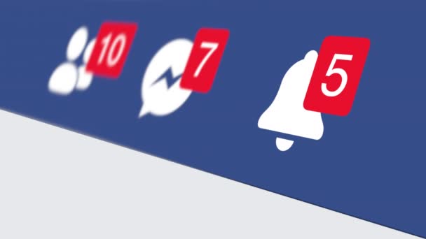 Animering Facebook Anmälningar Fler Räknare För Nya Vännerna Och Meddelandena — Stockvideo