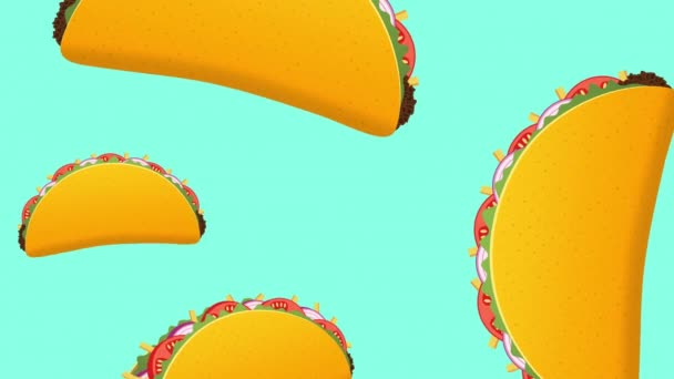 Taco Анимированный Фон Мексиканский Тако Анимация Шаблон — стоковое видео