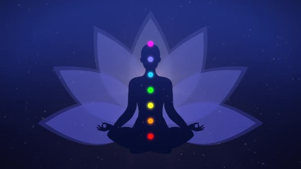 Pose Yoga Con Chakras Abstracto Fondo Animado — Vídeo de stock