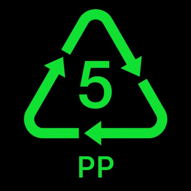Recycle Animation Style Flat Symbol Green Color Rounded Icon Black — Stock Video