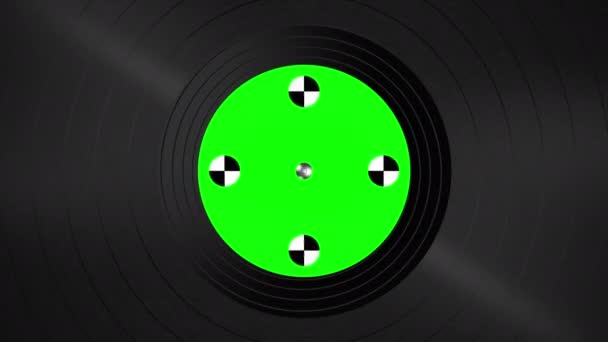 Vinyl Record Spinning Green Screen Close — Stock Video