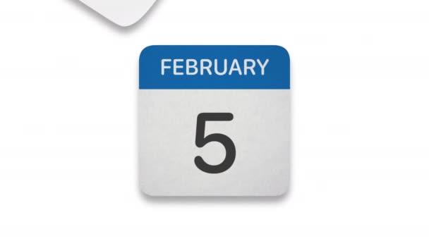 February Paper Calendar White Background — Stock Video