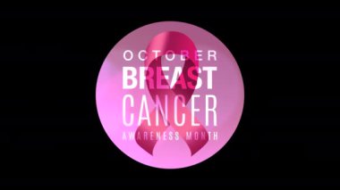 Kusursuz bir döngü içinde şeffaf bir alfa kanalında Meme Kanseri Farkındalığı Ay etiketi.