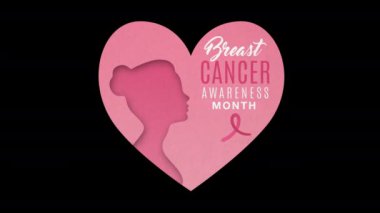 Meme Kanseri Farkındalığı Bir Ay kalp etiketi ile metin ve şeffaf alfa kanal arka planı üzerinde pembe bir kurdele.