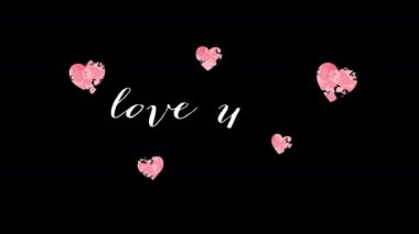 Sevgililer Günü 'nde Aşk Seni Suluboya Başlığı Alfa Kanal Arkaplan Döngüsünde