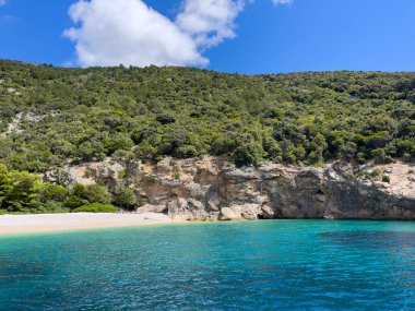 Fantastik ada Cres. Adriyatik Denizi. Yaz eğlencesi.
