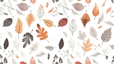 Sonbahar izinlerinde pürüzsüz desen. El çizimi vektör çizimi.