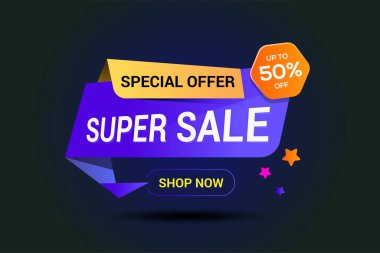 Düzenlenebilir metin efektli süper satış afişi