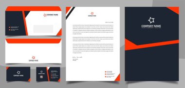 Kırmızı marka kimlik, durağan, antetli, kartvizit, zarf ve kapak Sabit Kimliğinizi Dönüştürün