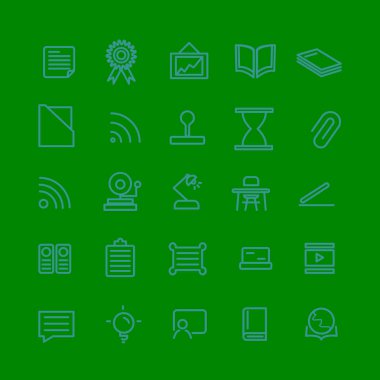 Yaratıcı ofis ve eğitim ikonu teknolojisi basit set