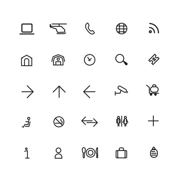 Набор значка векторной прямой плоскости. Он содержит синолы к самолетам, глобусам и т.д..