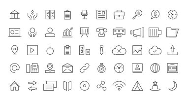 Ofis Bilgisayar bilişim ve teknoloji simgesi seti