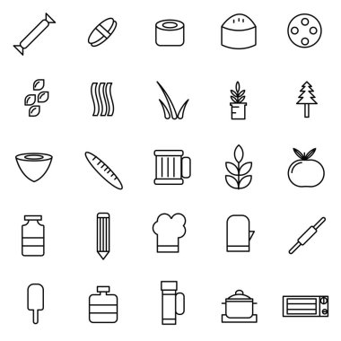 Fast food ana hatları web simgesi seti, vektör, restoran hattı simgeleri koleksiyonu