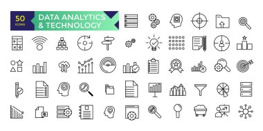 ui için veri analizi ve teknoloji simgesi vektör sembolü koleksiyonu