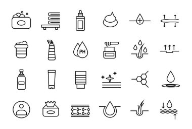 Kozmetik ve güzellik ikonları hazır. Dekoratif kozmetik cilt ve yüz bakımı ikonları koleksiyonu.