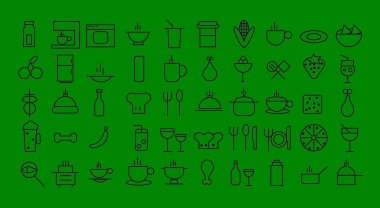 Fast food restoranları hakkında vektör simgeleri oluşturuldu